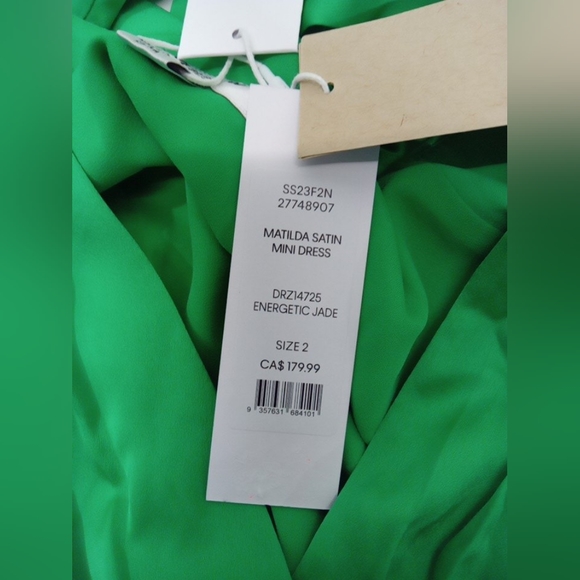 EVER NEW MATILDA SATIN MINI DRESS -SIZE 2- ENERGETIC JADE NWT - Picture 6 of 10